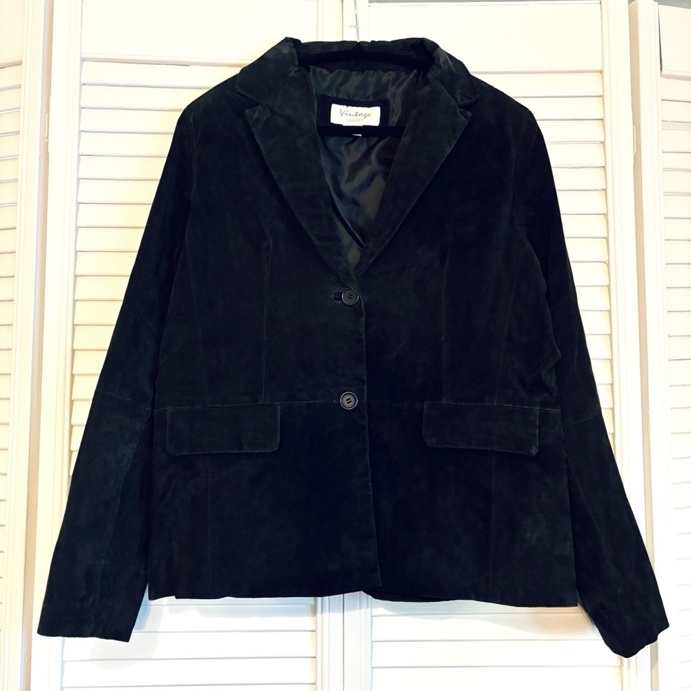 Vintage Leather Suede Black Jacket Size XL Y2K 1990s